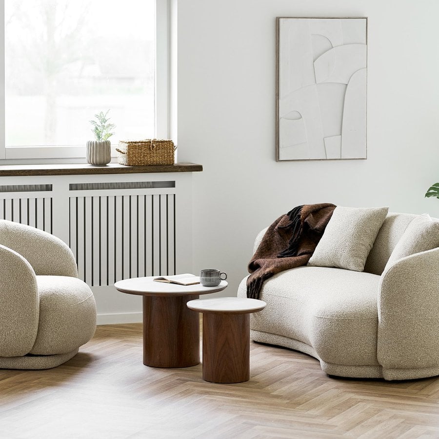 Noli Sofabord i Hvid Keramik & Stel i Mørkebrun Asketræ fra House Nordic | Ø60x42 cm - Billede 3
