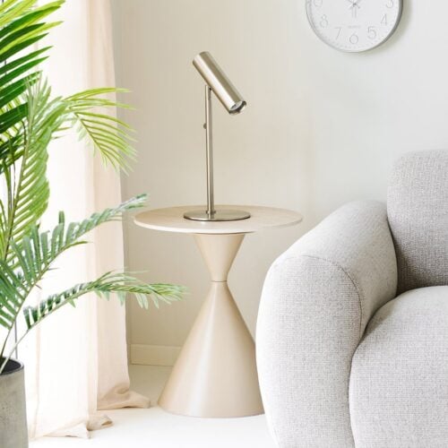 Annecy Hjørnebord i Sand Keramik & Stel i Stål fra House Nordic | Ø 50x56 cm - Billede 1