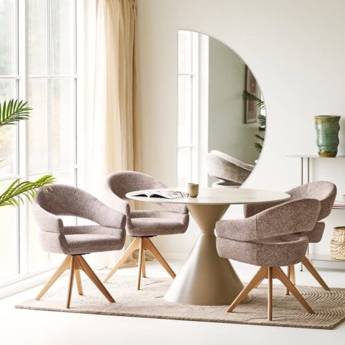 Annecy Spisebord i Sand Keramik & Stel i Stål fra House Nordic | Ø 120x76 cm - Billede 1