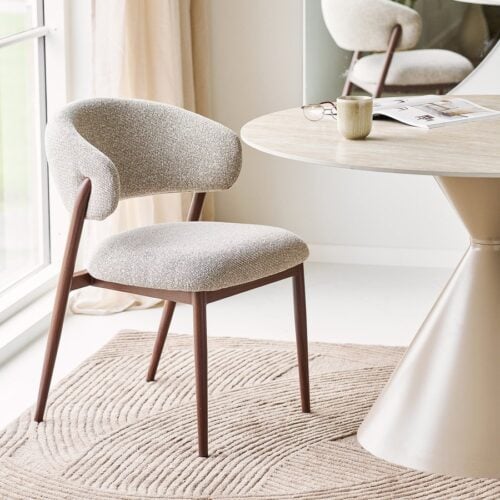 Cavi Spisebordsstol i Sand Polyester & Ben i Valnød Stål fra House Nordic | LBH 65x57x80cm - Billede 1