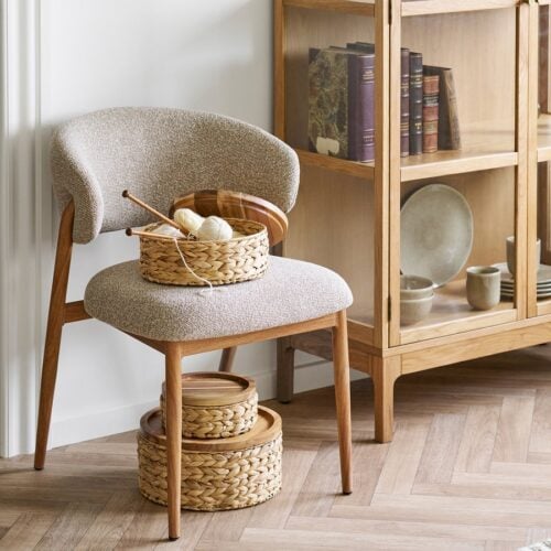 Cavi Spisebordsstol i Sand Polyester & Stel i Natur Trælook Stål fra House Nordic | LBH 65x57x80 cm - Billede 1