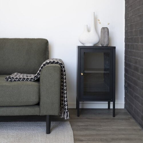 Dalby Skab i Sort Stål med 1 Glaslåge fra House Nordic | BDH 38x35x70 cm - Billede 1