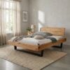 Frigg Snedker Bjælkesengeramme i Massiv Egetræ med Gavl & Metalben fra Organic Sleep | Naturolie | Mulighed for Skuffer & Sengeborde hos uniquebeds, home & living - Billede 1