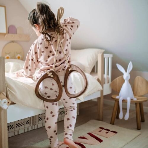 Lillagunga Gymnastik Ringe til Børn & Voksne i Massiv Valnøddetræ | 2 Farver Reb & 3 Længder hos uniquebeds, home & living - Billede 2