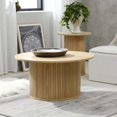 Nola Sofabord i Natur Egetræ fra Unique Furniture | Ø90x45 cm - Billede 1