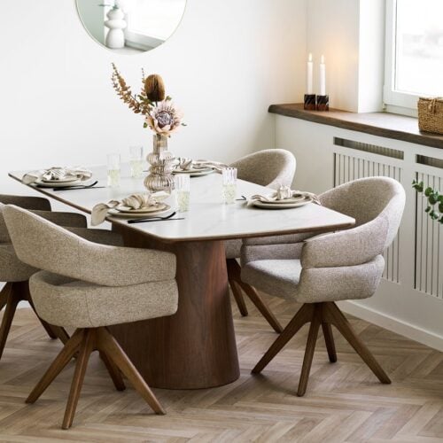 Noli Spisebord i Hvid/Mørkebrun Keramik & Askefiner fra House Nordic | BDH 90x200x76 cm - Billede 1