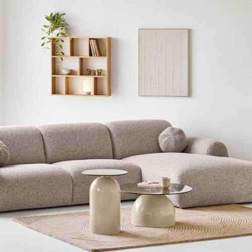 Ravello Hjørnebord i Beige/Grå Hærdet Glas & Metal fra House Nordic | Ø40x52 cm - Billede 1