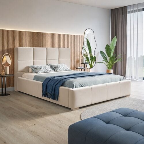 Superior Model 7 Polstret Sengeramme Med Opbevaring Fra CozyQuilt Sleep | Håndlaves i Møbelstof, Fløjl, Velour & Læder hos uniquebeds, home & living - Billede 1
