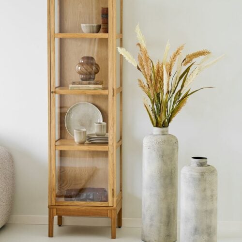 Zamora Vitrineskab i Natur Egetræ med 1 Glaslåge fra House Nordic | BDH 40x47x180 cm - Billede 1