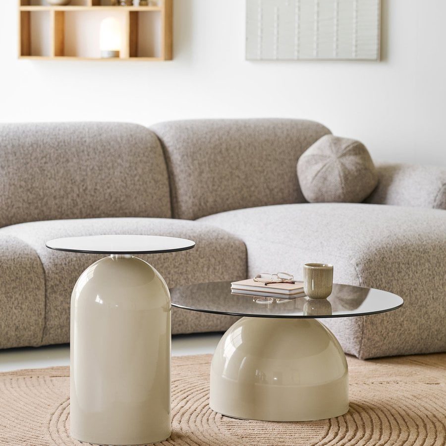 Ravello Hjørnebord i Beige/Grå Hærdet Glas & Metal fra House Nordic | Ø40x52 cm - Billede 2