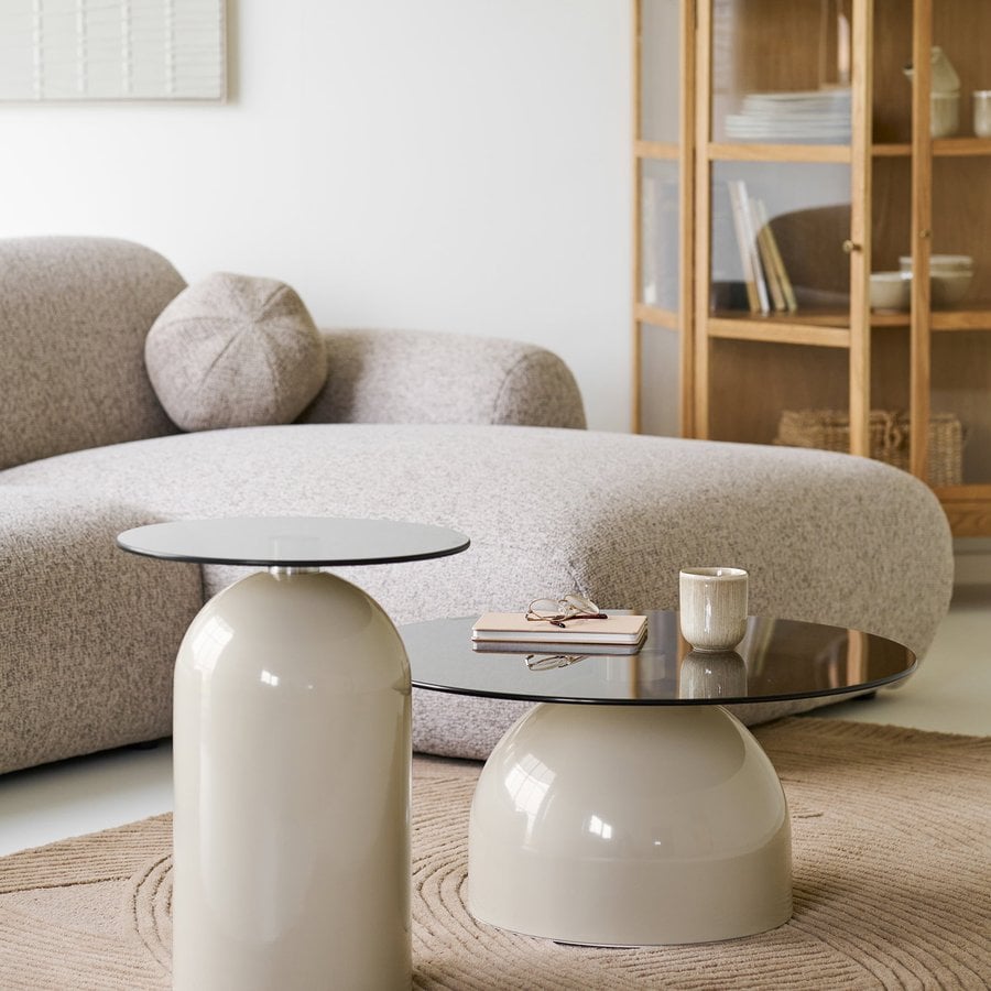 Ravello Hjørnebord i Beige/Grå Hærdet Glas & Metal fra House Nordic | Ø40x52 cm - Billede 3