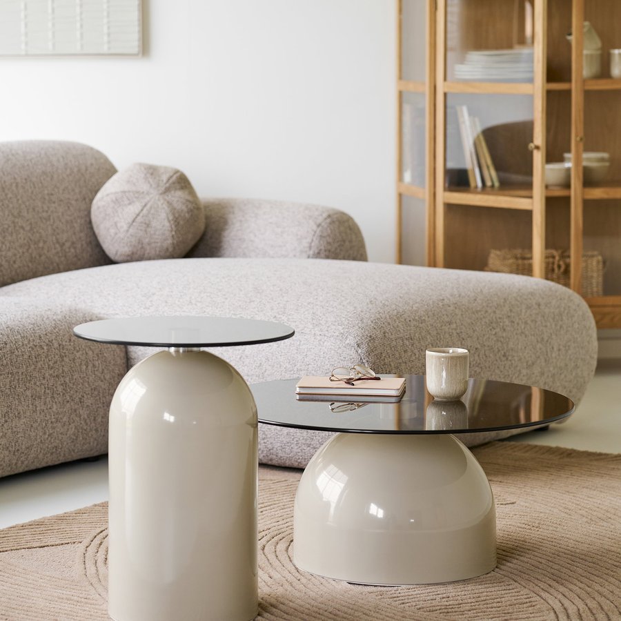 Ravello Sofabord i Beige/Grå Metal & Hærdet Glas fra House Nordic | Ø 70x33 cm - Billede 3