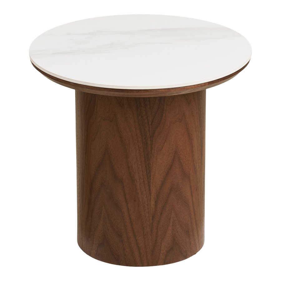 Noli Hjørnebord i Hvid Keramik & Stel i Mørkebrun Askefiner fra House Nordic | Ø40x38 cm - Billede 4
