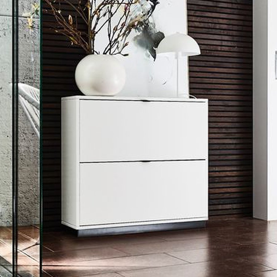 Odense Snedker Skoskab med 2 Rum i Massiv Fyrretræ i Hvid lak fra Raw Furniture | H81xB89,5xD33 cm - Billede 4