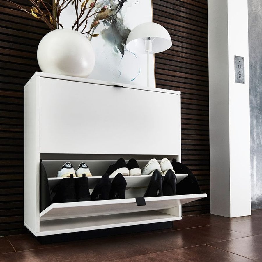 Odense Snedker Skoskab med 2 Rum i Massiv Fyrretræ i Hvid lak fra Raw Furniture | H81xB89,5xD33 cm - Billede 5