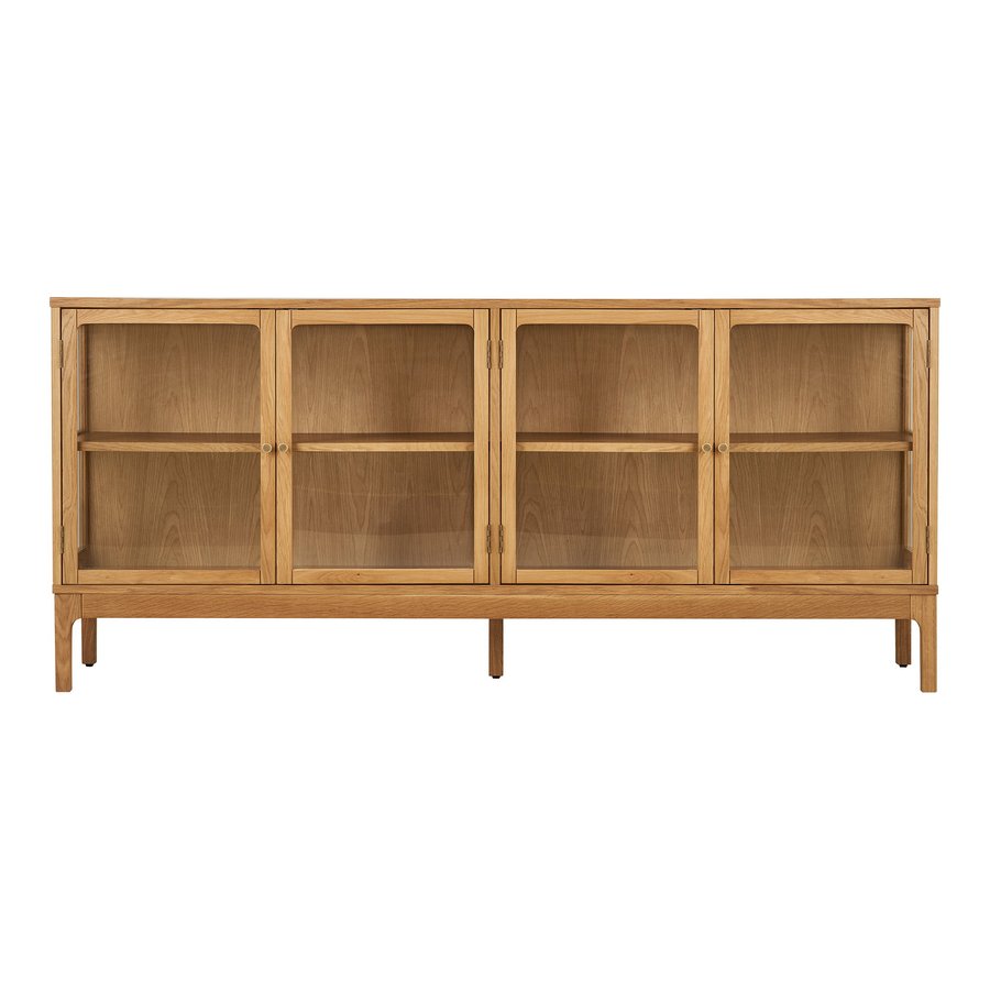 Zamora Skænk i Natur Egetræ med 4 Glaslåger & 1 Hylde fra House Nordic | BDH 40x180x80 cm - Billede 4