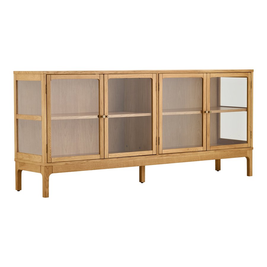 Zamora Skænk i Natur Egetræ med 4 Glaslåger & 1 Hylde fra House Nordic | BDH 40x180x80 cm - Billede 5