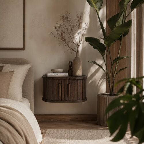 META Vægmonteret Sengebord i Mørk Espresso Egetræ fra Unique Furniture | B40xD30xH20 cm