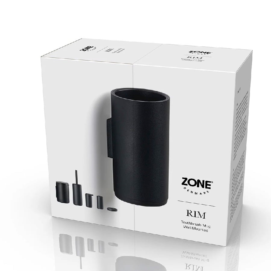 RIM Tandbørstekrus til Ophængning fra ZONE Denmark | Sort | Ø7x13 cm - OUTLET hos uniquebeds, home & living 1