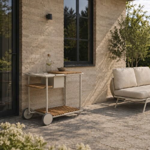 Santorini Udendørs Barbord i Aluminium & Teaktræ fra Lexpo Living | Oliven, Sand