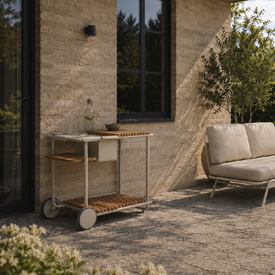Santorini Udendørs Barbord i Aluminium & Teaktræ fra Lexpo Living | Oliven, Sand hos uniquebeds, home & living