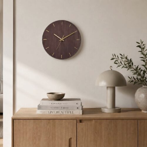 Vægur i Trælook med Messing Detaljer fra House Nordic | Ø30 cm - OUTLET