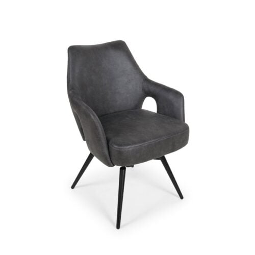 Amsterdam Spisebordsstol i Antracit Microfiber med Swing Back & Stel i Sort Metal fra Hundevad & Co - Billede 1
