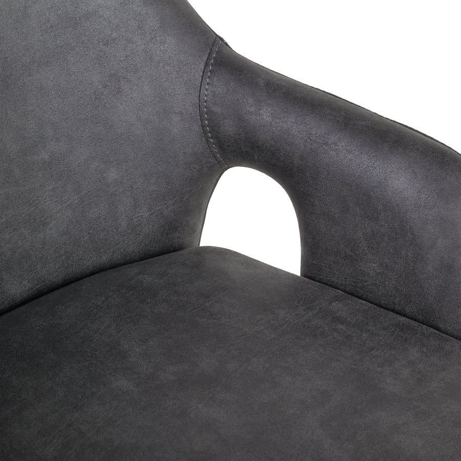 Amsterdam Spisebordsstol i Antracit Microfiber med Swing Back & Stel i Sort Metal fra Hundevad & Co - Billede 2
