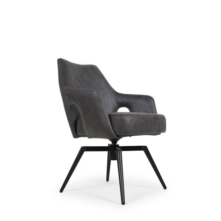 Amsterdam Spisebordsstol i Antracit Microfiber med Swing Back & Stel i Sort Metal fra Hundevad & Co - Billede 3
