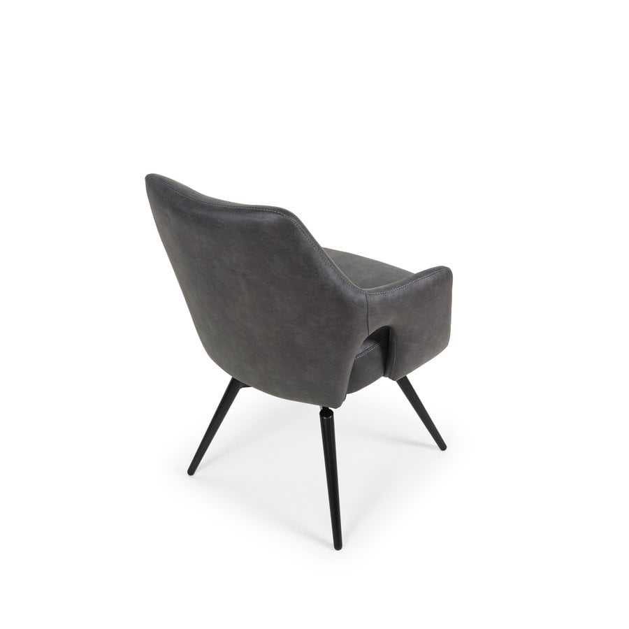 Amsterdam Spisebordsstol i Antracit Microfiber med Swing Back & Stel i Sort Metal fra Hundevad & Co - Billede 4
