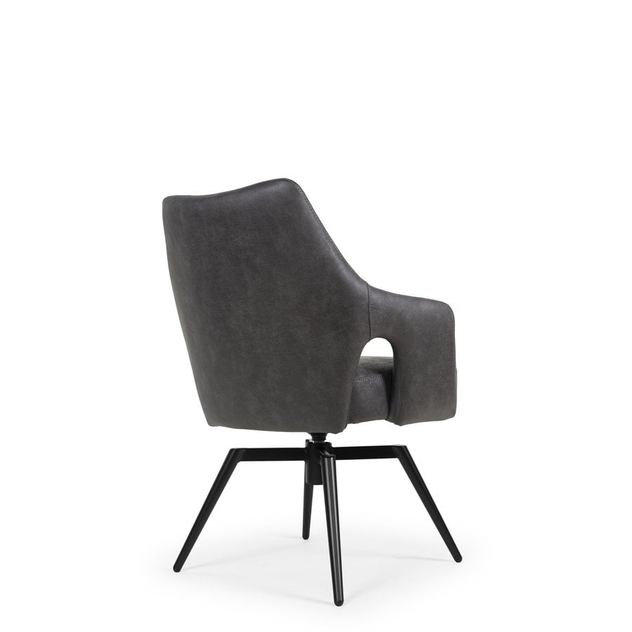 Amsterdam Spisebordsstol i Antracit Microfiber med Swing Back & Stel i Sort Metal fra Hundevad & Co - Billede 5