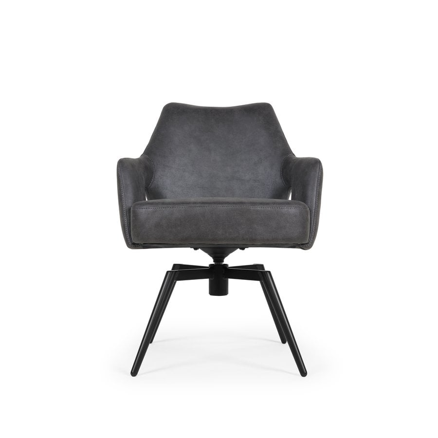Amsterdam Spisebordsstol i Antracit Microfiber med Swing Back & Stel i Sort Metal fra Hundevad & Co - Billede 7
