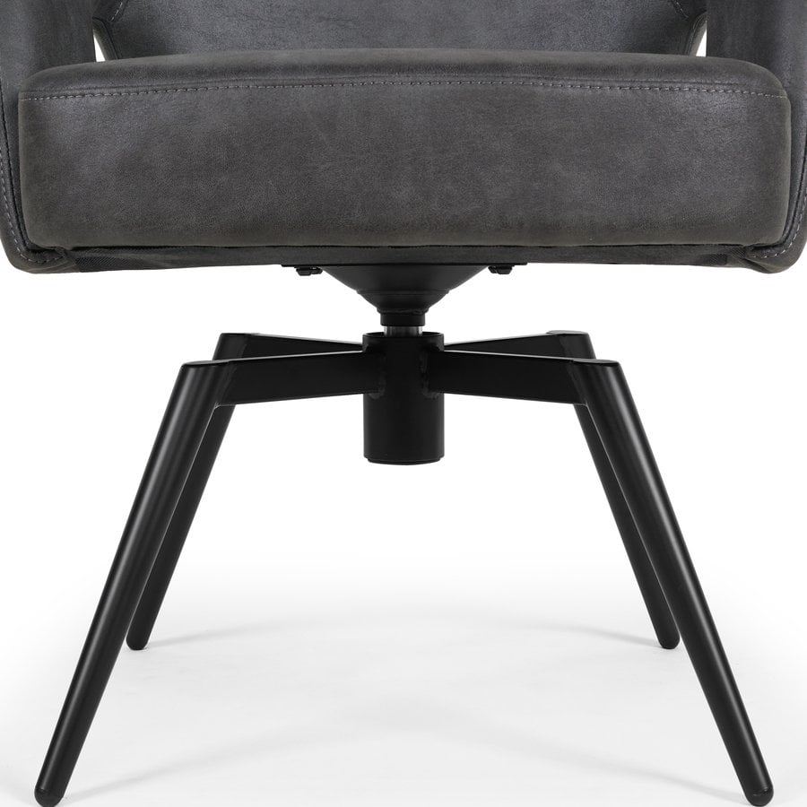 Amsterdam Spisebordsstol i Antracit Microfiber med Swing Back & Stel i Sort Metal fra Hundevad & Co - Billede 8