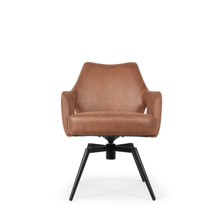 Amsterdam Spisebordsstol i Brun Microfiber med Swing Back & Stel i Sort Metal fra Hundevad & Co - Billede 3