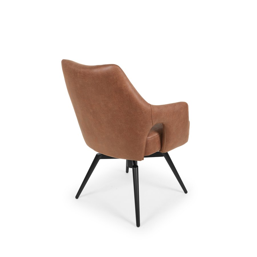 Amsterdam Spisebordsstol i Brun Microfiber med Swing Back & Stel i Sort Metal fra Hundevad & Co - Billede 5