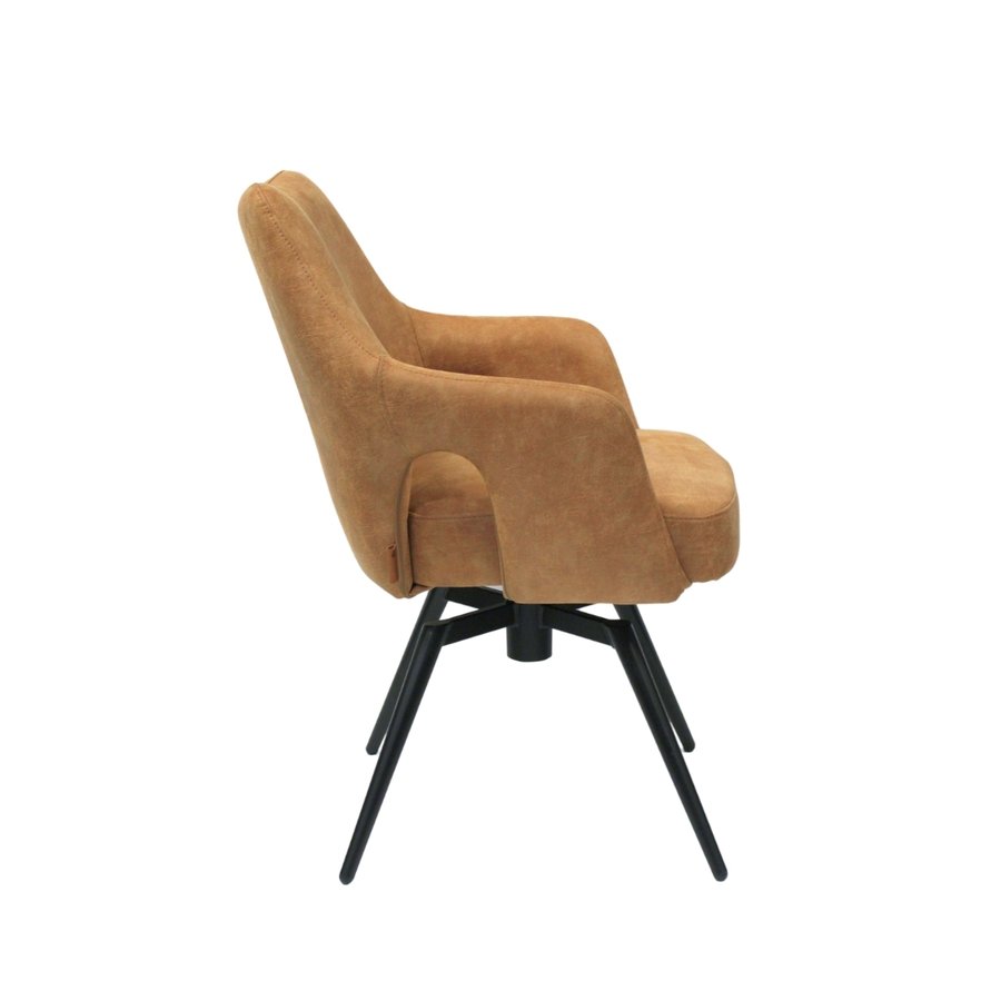 Amsterdam Spisebordsstol i Cognac Microfiber & Stel i Sort Metal fra Hundevad & Co | Med Swing Back Funktion - Billede 3