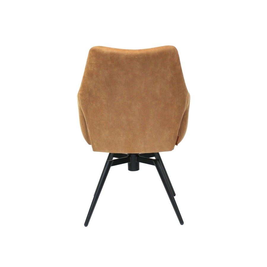 Amsterdam Spisebordsstol i Cognac Microfiber & Stel i Sort Metal fra Hundevad & Co | Med Swing Back Funktion - Billede 4