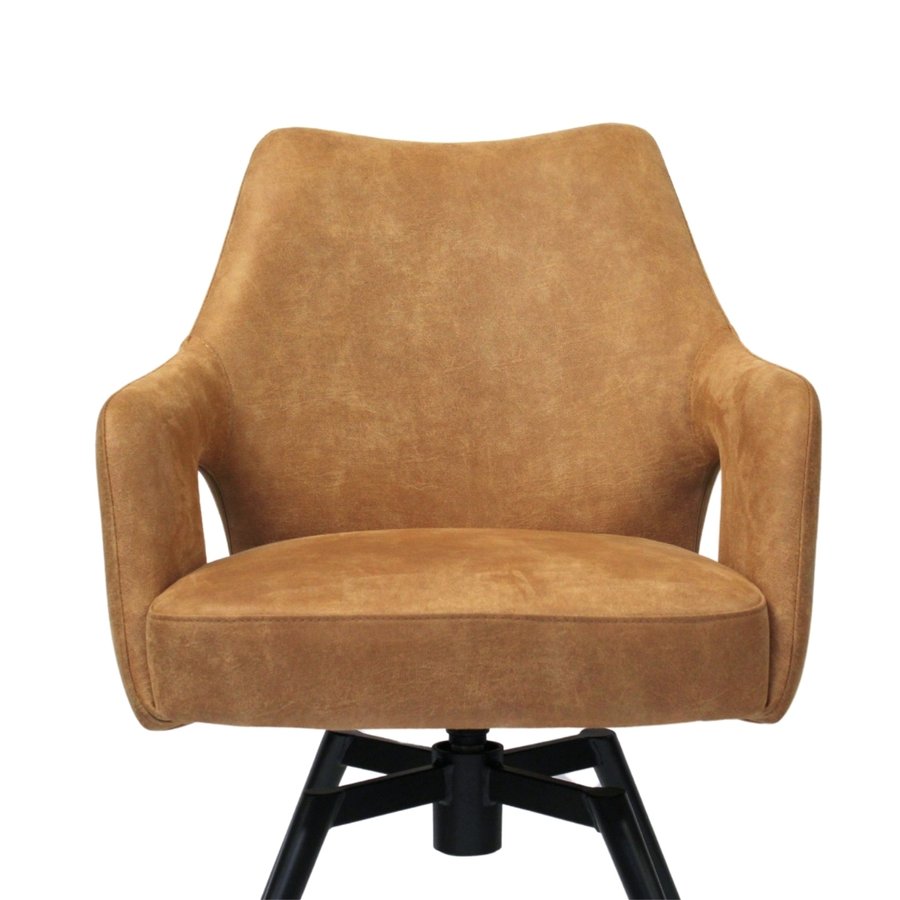 Amsterdam Spisebordsstol i Cognac Microfiber & Stel i Sort Metal fra Hundevad & Co | Med Swing Back Funktion - Billede 6
