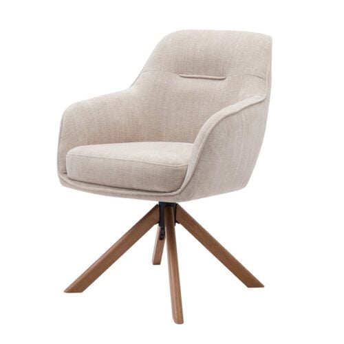 Avola Lænestol i Beige Polyester med Drejefunktion & Ben i Egetræ fra Unique Furniture | D65xB57xH86 cm - Billede 1