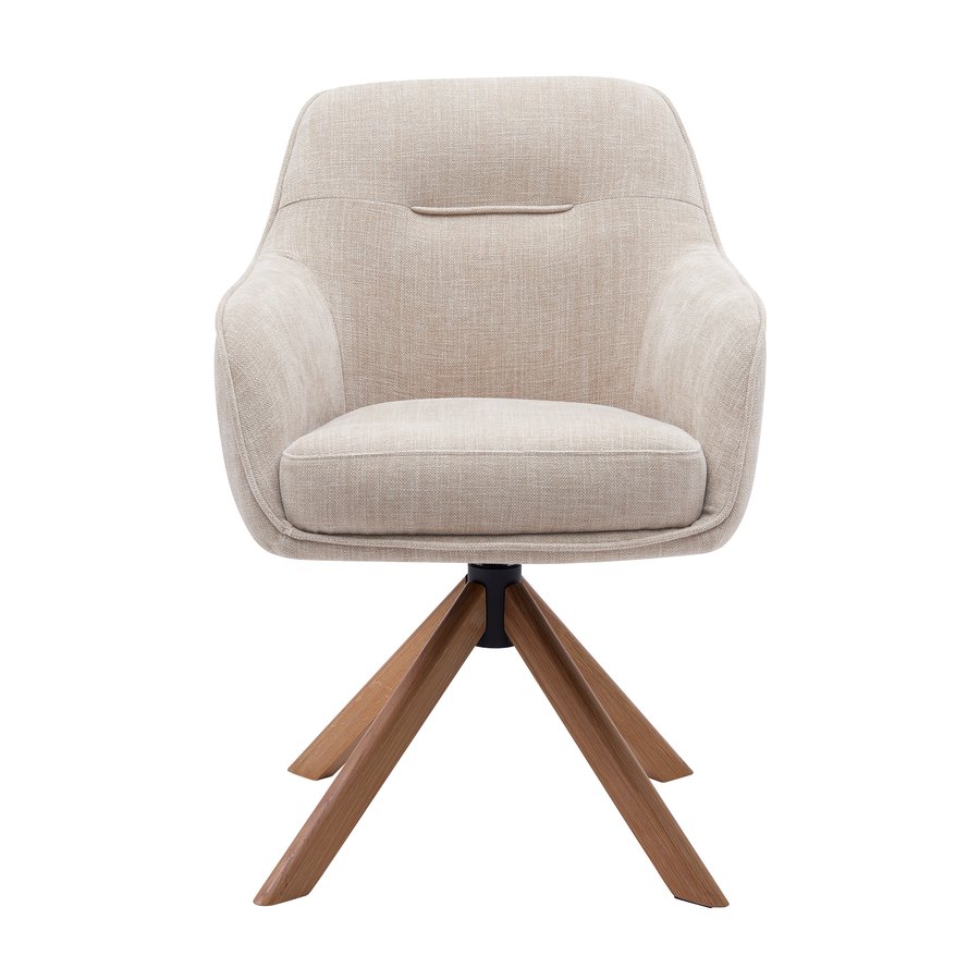Avola Lænestol i Beige Polyester med Drejefunktion & Ben i Egetræ fra Unique Furniture | D65xB57xH86 cm - Billede 2