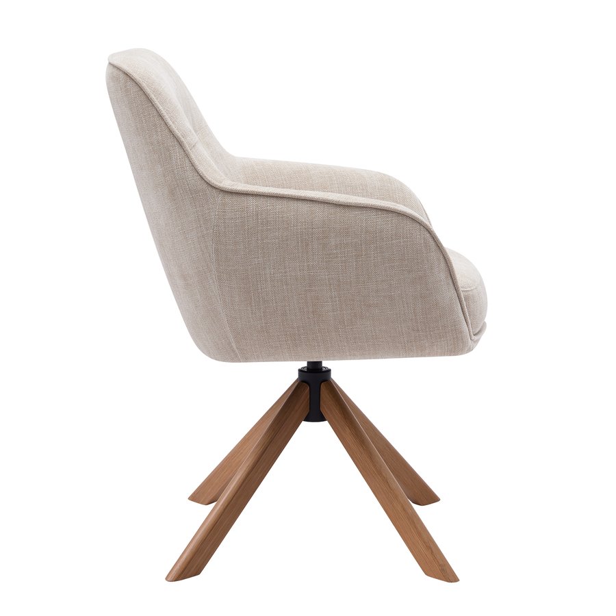 Avola Lænestol i Beige Polyester med Drejefunktion & Ben i Egetræ fra Unique Furniture | D65xB57xH86 cm - Billede 3