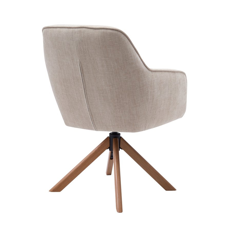 Avola Lænestol i Beige Polyester med Drejefunktion & Ben i Egetræ fra Unique Furniture | D65xB57xH86 cm - Billede 4