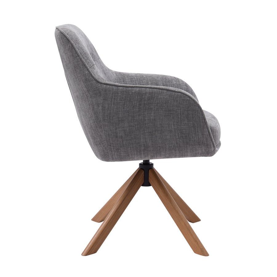Avola Lænestol i Grafit Polyester & Drejelige Ben i Egetræ fra Unique Furniture | B57xD65xH86 cm - Billede 3
