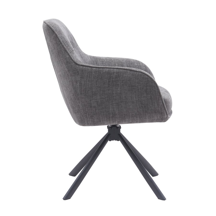 Avola Lænestol i Grafit Polyester med Drejefunktion & Ben i Sort Metal fra Unique Furniture | B59xD65xH89 cm - Billede 5