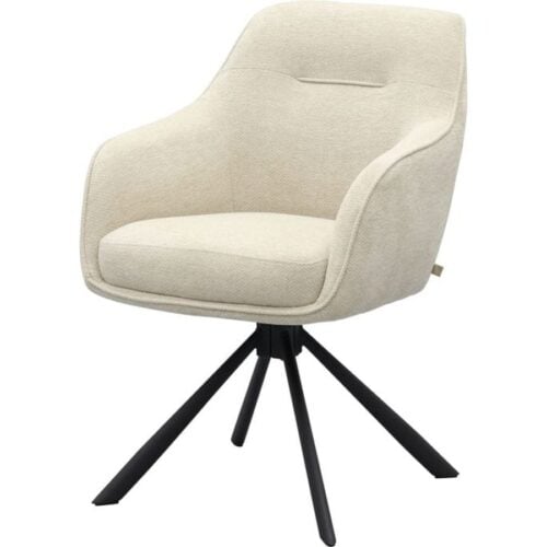 Avola V2 Lænestol i Sand Polyester med Drejefod & Ben i Sort Metal fra Unique Furniture | B65xD59xH89 cm - Billede 1