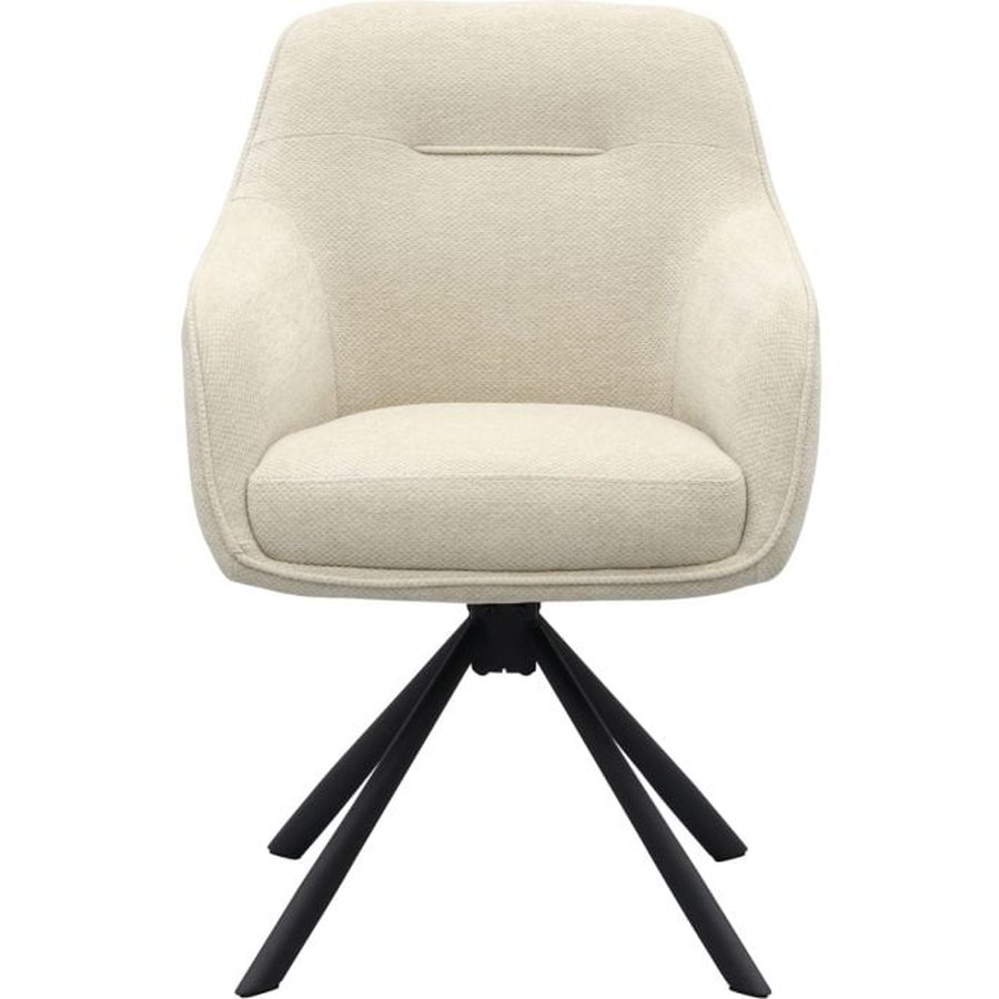 Avola V2 Lænestol i Sand Polyester med Drejefod & Ben i Sort Metal fra Unique Furniture | B65xD59xH89 cm - Billede 2