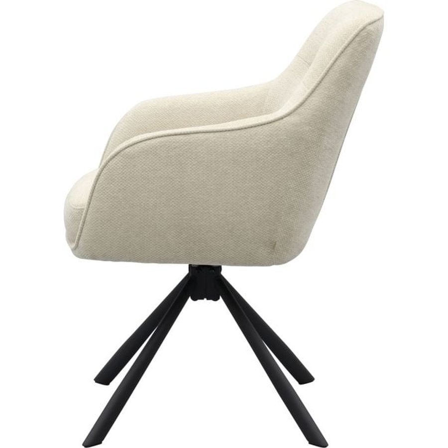 Avola V2 Lænestol i Sand Polyester med Drejefod & Ben i Sort Metal fra Unique Furniture | B65xD59xH89 cm - Billede 3