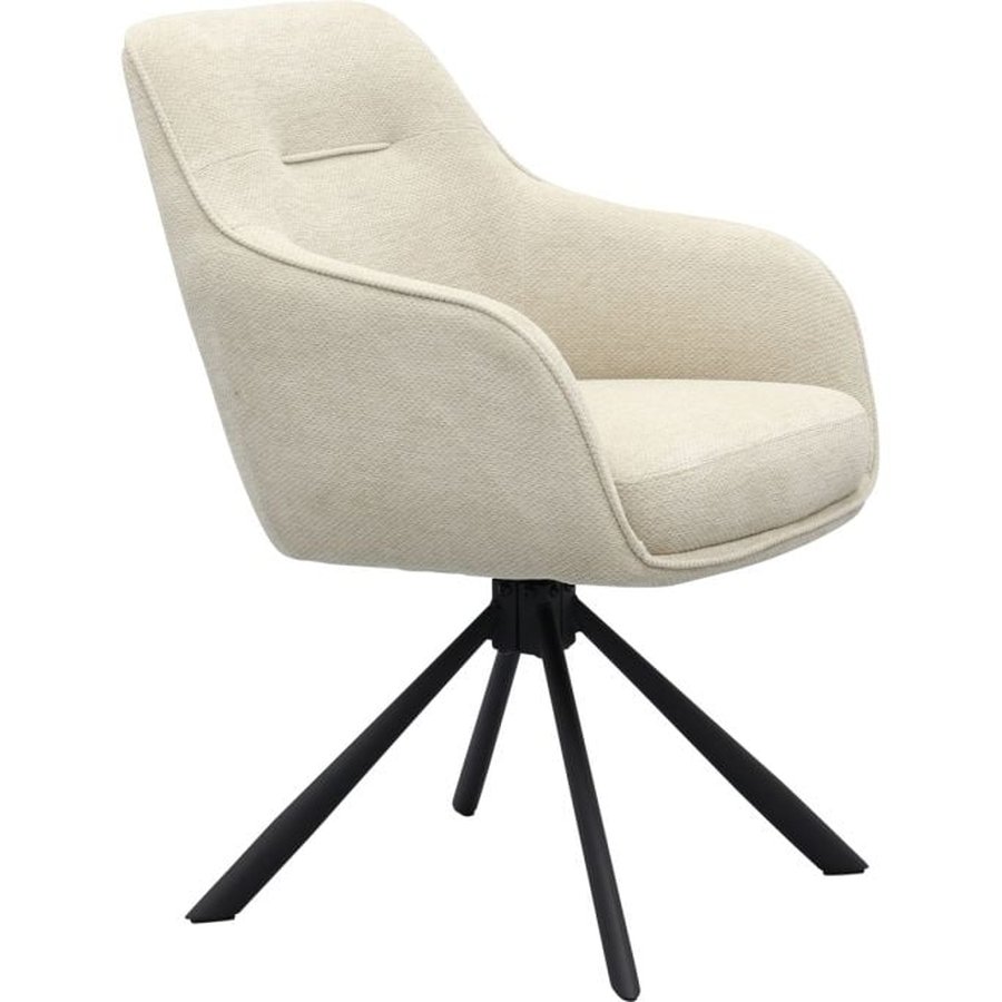 Avola V2 Lænestol i Sand Polyester med Drejefod & Ben i Sort Metal fra Unique Furniture | B65xD59xH89 cm - Billede 5