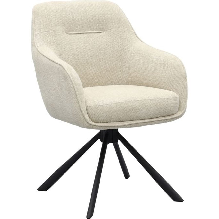 Avola V2 Lænestol i Sand Polyester med Drejefod & Ben i Sort Metal fra Unique Furniture | B65xD59xH89 cm - Billede 6