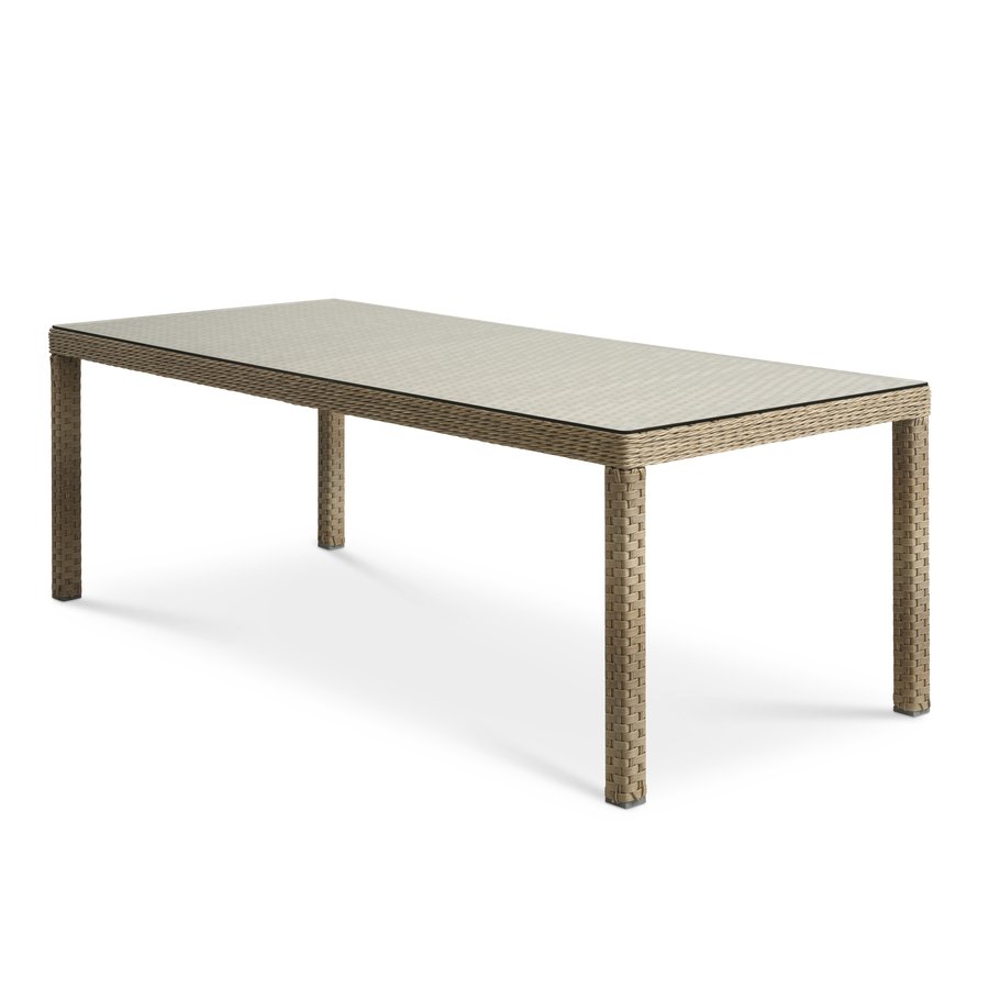Cocos Udendørs Spisebord i Flettet Rattan med Glasplade fra Lexpo Living | 100x230 cm hos uniquebeds, home & living - Billede 1